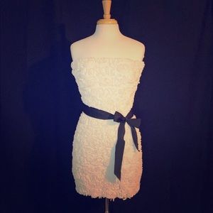 [MM Couture] White Rosette Bandage Cocktail Dress